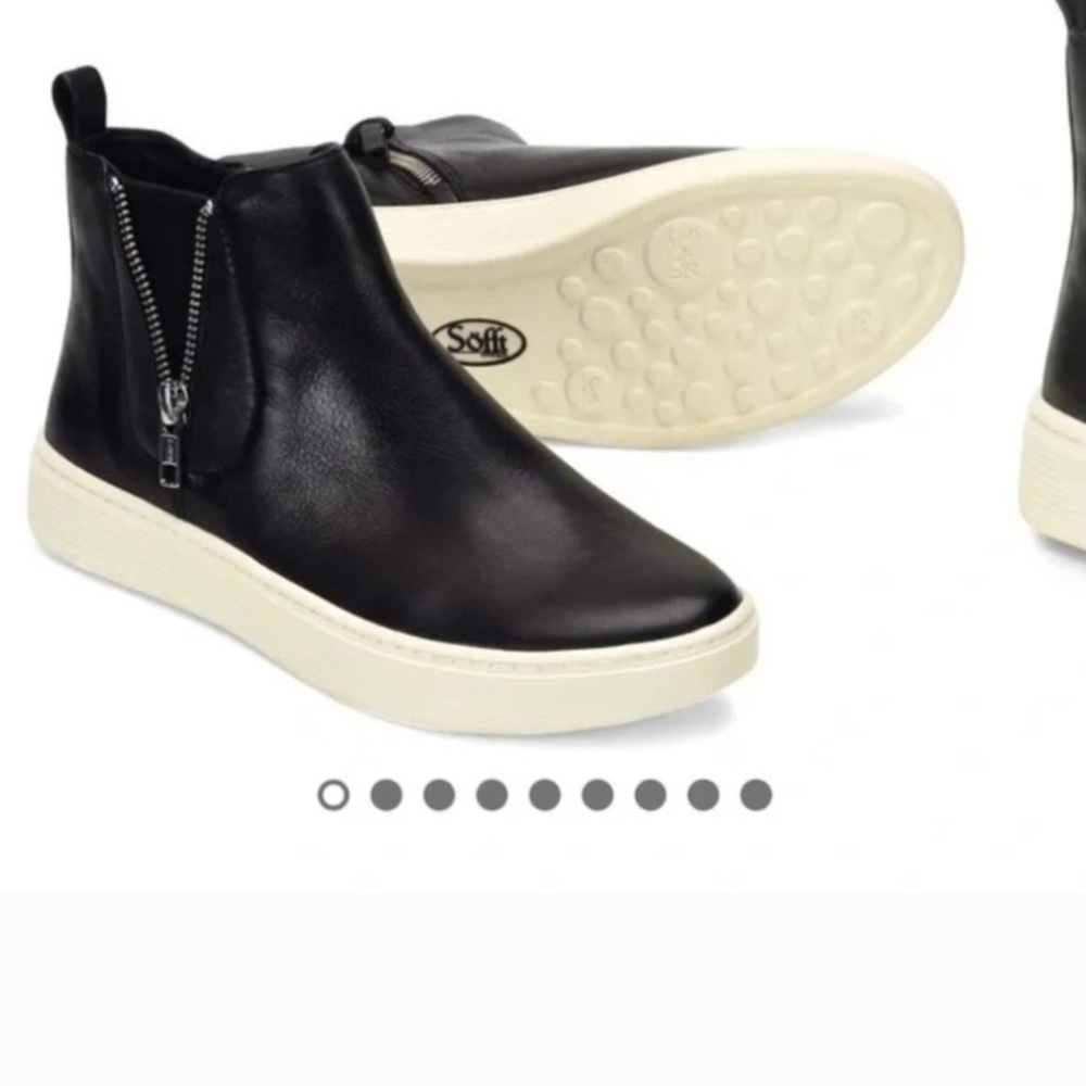 Sofft Black Ankle Boots with White Soles